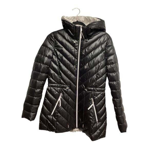 EUC French Connection Puffer Anorak  Black Puffer Jacket With Hood Size XS - Picture 2 of 5